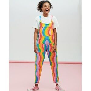 Lucy & Yak Medium Wavy Rainbow Original Cotton Twill Dungarees Overalls